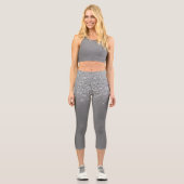 Ombre Glitzer Fading Sparkle Silver Capri Leggings (Vorderseite)