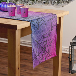 Ombre Glitzer Glam Spiderweb Halloween Kurzer Tischläufer