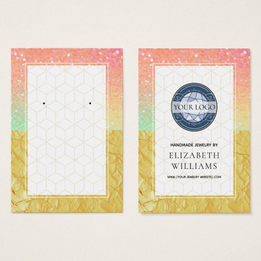Ombre Glitzer Gold Rainbow Earring Display Cards (Vorne & Hinten)