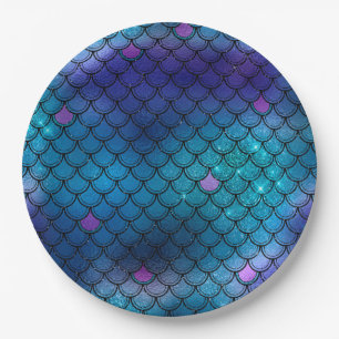 Ombre Glitzer Mermaid Scales Pappteller
