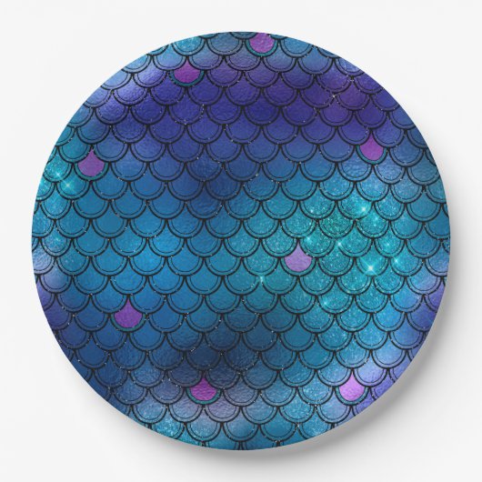 Ombre Glitzer Mermaid Scales Pappteller (Vorderseite)