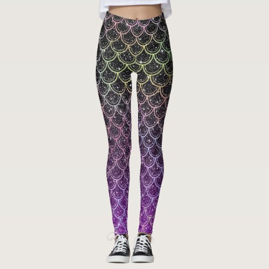 Ombre Glitzer mermaid Waagen Leggings (Vorderseite)