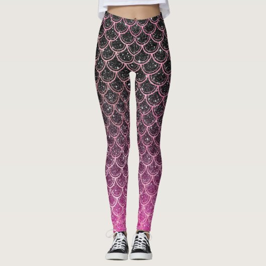 Ombre Glitzer mermaid Waagen Leggings (Vorderseite)