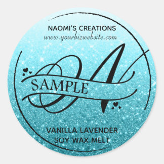 Ombre Glitzer Monogram N Beispielprodukt Runder Aufkleber