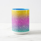 Ombre Glitzer, Regenbogen, Candy Floss, Sommer Tas Zweifarbige Tasse (Mittel)