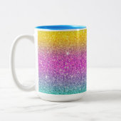 Ombre Glitzer, Regenbogen, Candy Floss, Sommer Tas Zweifarbige Tasse (Links)