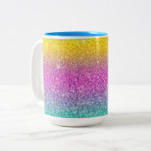 Ombre Glitzer, Regenbogen, Candy Floss, Sommer Tas Zweifarbige Tasse (Vorderseite Links)