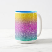 Ombre Glitzer, Regenbogen, Candy Floss, Sommer Tas Zweifarbige Tasse (VorderseiteRechts)