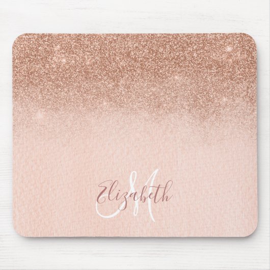 Ombre Glitzer Rose Gold Personalisiert Monogram Mousepad (Vorne)