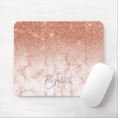 Ombre Glitzer Rose Gold Trendy Marble Monogram Mousepad (Mit Mouse)