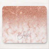 Ombre Glitzer Rose Gold Trendy Marble Monogram Mousepad (Vorne)