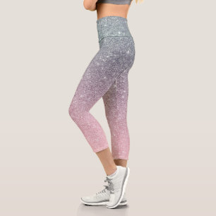 Ombre Glitzer Sparkle Glam Multicolor Capri Leggings