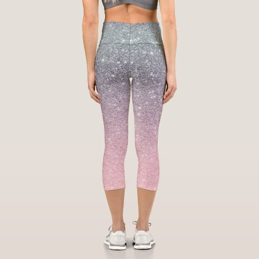 Ombre Glitzer Sparkle Glam Multicolor Capri Leggings (Rückseite)