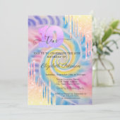 Ombre Glitzer Tropfens Gefärbte Krawatte 10. Gebur Einladung (Stehend Vorderseite)