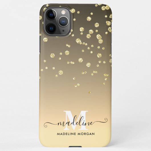 Ombre gold funkel Glitzer Monogramm iPhone Hülle (Rückseite)