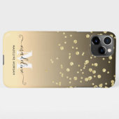 Ombre gold funkel Glitzer Monogramm iPhone Hülle (Rückseite (Horizontal))