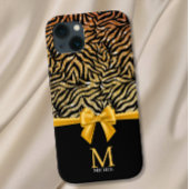 Ombre Gold Glitzer Zebra Streifen Bow Monogramm Case-Mate iPhone Hülle