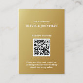 Ombre Gold Minimal QR Code Wedding Begleitkarte (Vorderseite)
