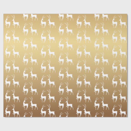 Ombre Gold und White Christmas Holiday Deer Geschenkpapier (Flach)