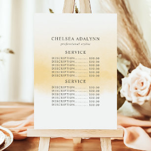 Ombre Gold Watercolor Minimalist Service Preis  Menükarte