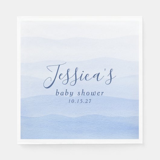 Ombre Gradient Dip Dye Blue Baby Dusche Serviette (Vorderseite)