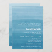 Ombre Gradient Dip Dye Ocean Blue Bat Bar Mitzvah Einladung (Vorne/Hinten)