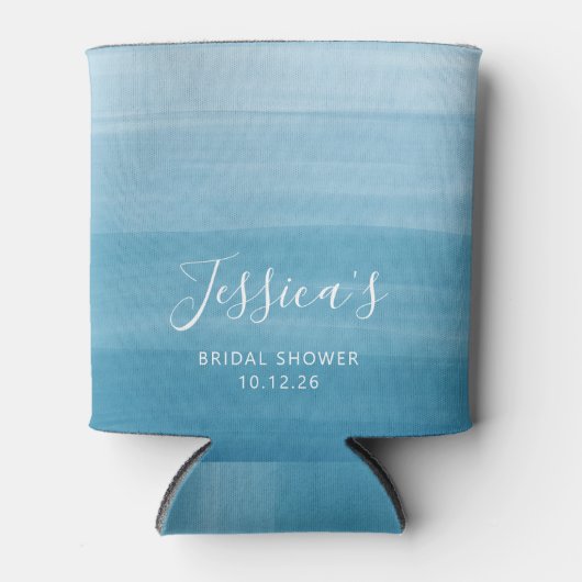 Ombre Gradient Dip Dye Ocean Blue Brautparty Dosenkühler (Vorderseite)