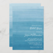 Ombre Gradient Dip Dye Ocean Blue Brautparty Einladung (Vorne/Hinten)
