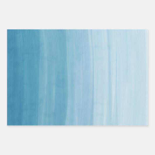 Ombre Gradient Dip Dye Ocean Blue Geschenkpapier Set (Vorderseite)