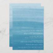 Ombre Gradient Dip Dye Ocean Blue Simple Wedding Einladung (Vorne/Hinten)