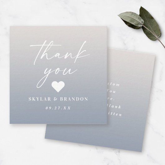 Ombre Gradient Dusty Blue Ivory Wedding Vielen Dan Mitteilungskarte