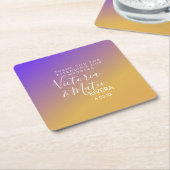 Ombre Gradient Lila Gelb Sonnenuntergang Hochzeit Rechteckiger Pappuntersetzer (angewinkelt)