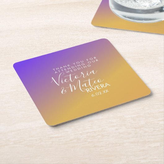Ombre Gradient Lila Gelb Sonnenuntergang Hochzeit Rechteckiger Pappuntersetzer (angewinkelt)
