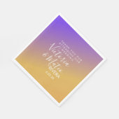 Ombre Gradient Lila Gelb Sonnenuntergang Hochzeit Serviette (Ecke)