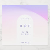 Ombre Gradient Lila Mist Modern Gin Arch Alkoholflaschenetikett (Einzelnes Label)