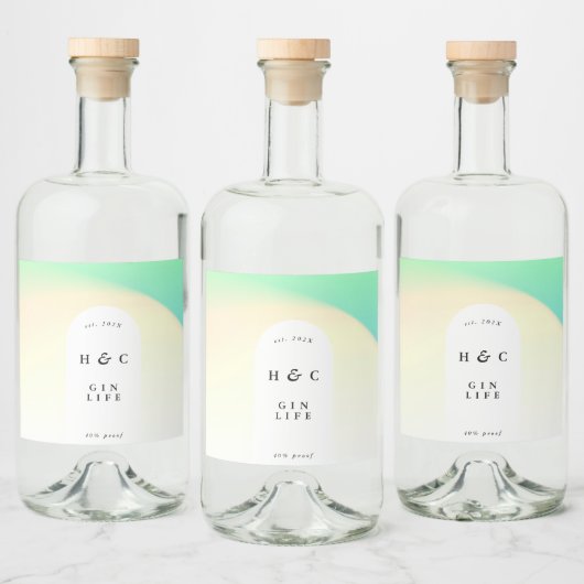 Ombre Gradient Yellow Green Modern Gin Arch Alkoholflaschenetikett (Flaschen)