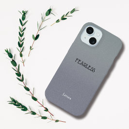 Ombre Gray Personalize Quote & Name iPhone Fall 15 Hülle
