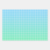Ombre Green Aquamarin Blue Grid Pattern Geschenkpapier Set (Vorderseite 2)