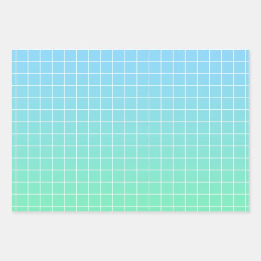 Ombre Green Aquamarin Blue Grid Pattern Geschenkpapier Set (Vorderseite 2)