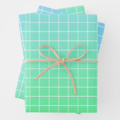Ombre Green Aquamarin Blue Grid Pattern Geschenkpapier Set (Beispiel)
