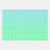 Ombre Green Aquamarin Blue Grid Pattern Geschenkpapier Set (Vorderseite)