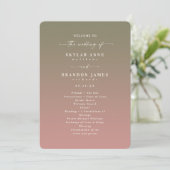 Ombre Green & Dusty Rose Wedding Zeremony Program Programm (Stehend Vorderseite)