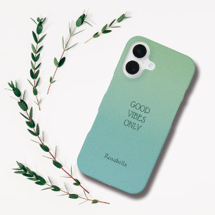 Ombre Green Personalisieren Sie Zitat und Name Iph iPhone 16 Hülle