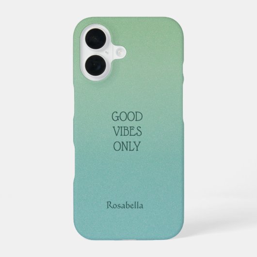 Ombre Green Personalize Quote & Name iPhone Fall 16 Hülle (Rückseite)