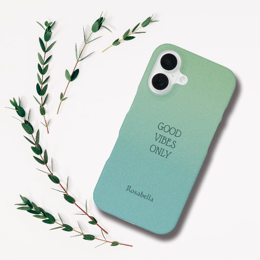 Ombre Green Personalize Quote & Name iPhone Fall 16 Hülle