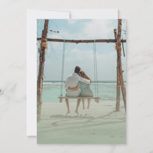 Ombre Green & Pink Wedding Einladung mit Foto (Rückseite)