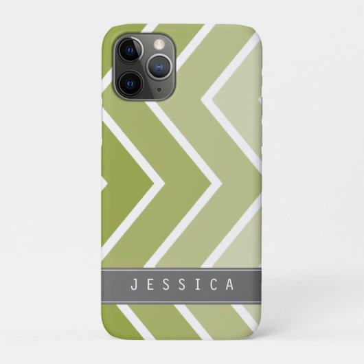 Ombre Green Zig Zag Chevrons Muster Case-Mate iPhone Hülle (Rückseite)