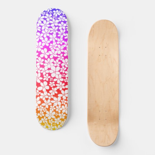 Ombre Hand Drawn Doodle Blume Muster Skateboard (Vorderseite)