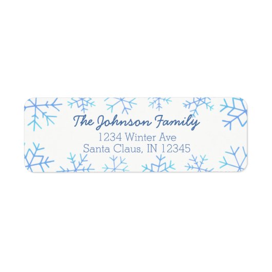 Ombre Hand Drawn Snowflake Rücksendeadressen-Aufkl (Vorne)