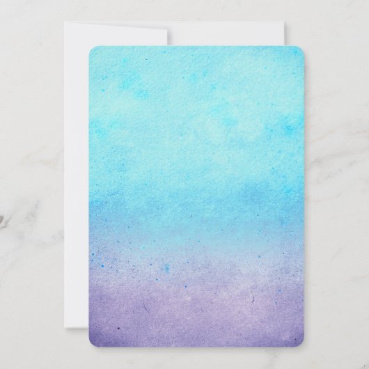 Ombre Hochzeit am Strand - türkisblau Einladung (Rückseite)